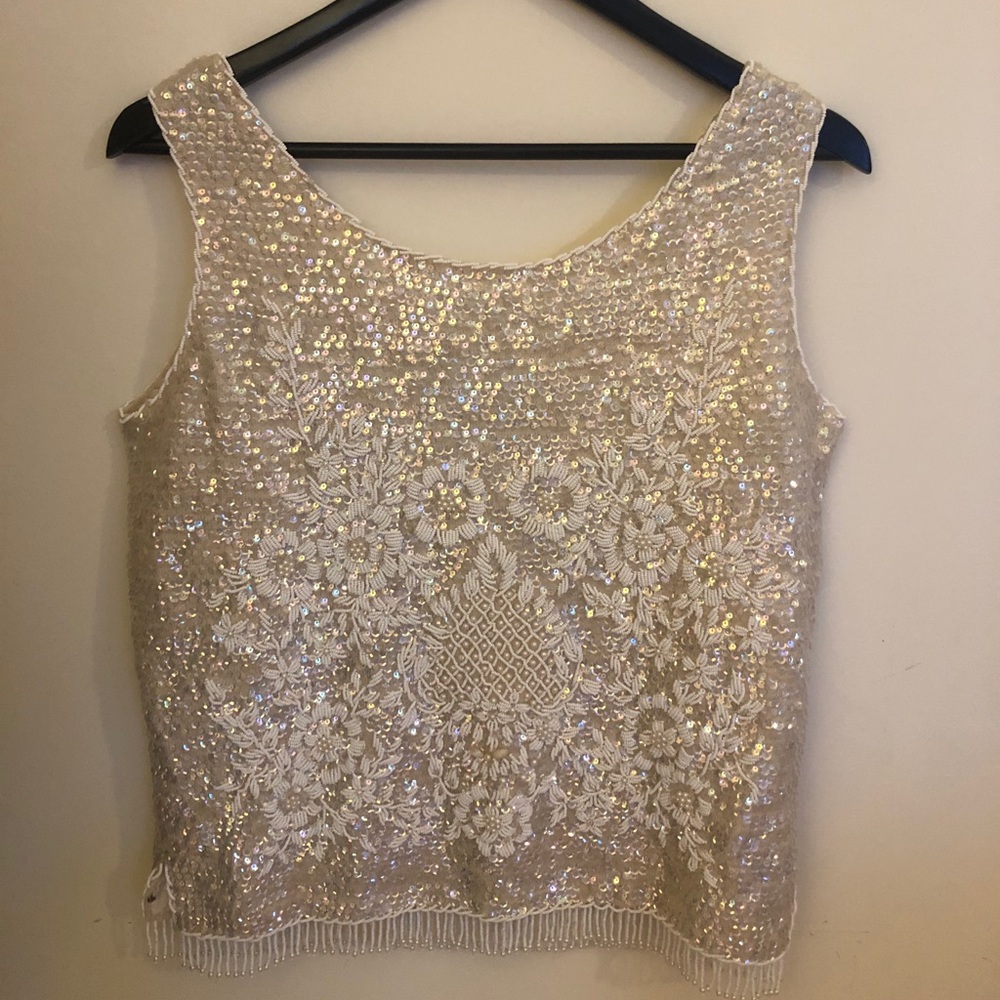 Vintage Wool Sequin Beaded Tank